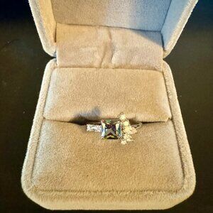 Rhodium with Lab Created Rainbow Topaz